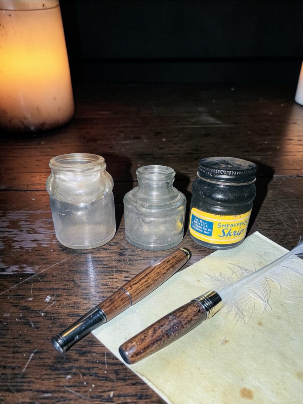 Vintage Sheaffer’s Skrip Carters Lot With lip Inkwell Glass Jar Original Lid